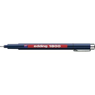 En blå filtpenna från Edding med texten 'edding 1800' på en röd etikett på pennans yta.