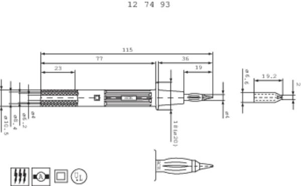 Stäubli PP-115/4 Säkerhetssond 94.1005-4422 Stiftanslutning 4 mm CAT II 1000 V Röd  1 st