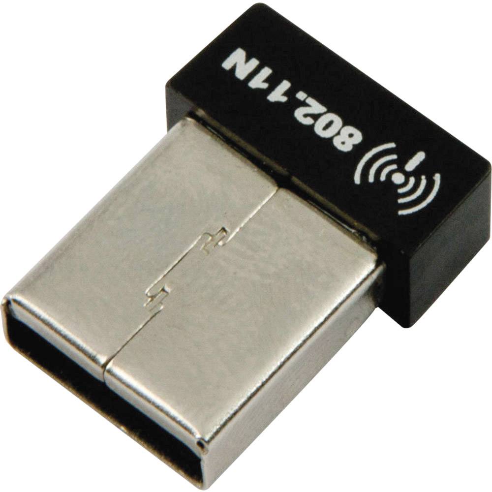 USB-WLAN-adapter med texten '802.11 N' på det svarta plastöverdaget.