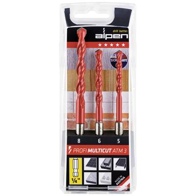 Hårdmetall Multiborrset 3 delar Alpen MultiCut 100803100 1/4" 1 set