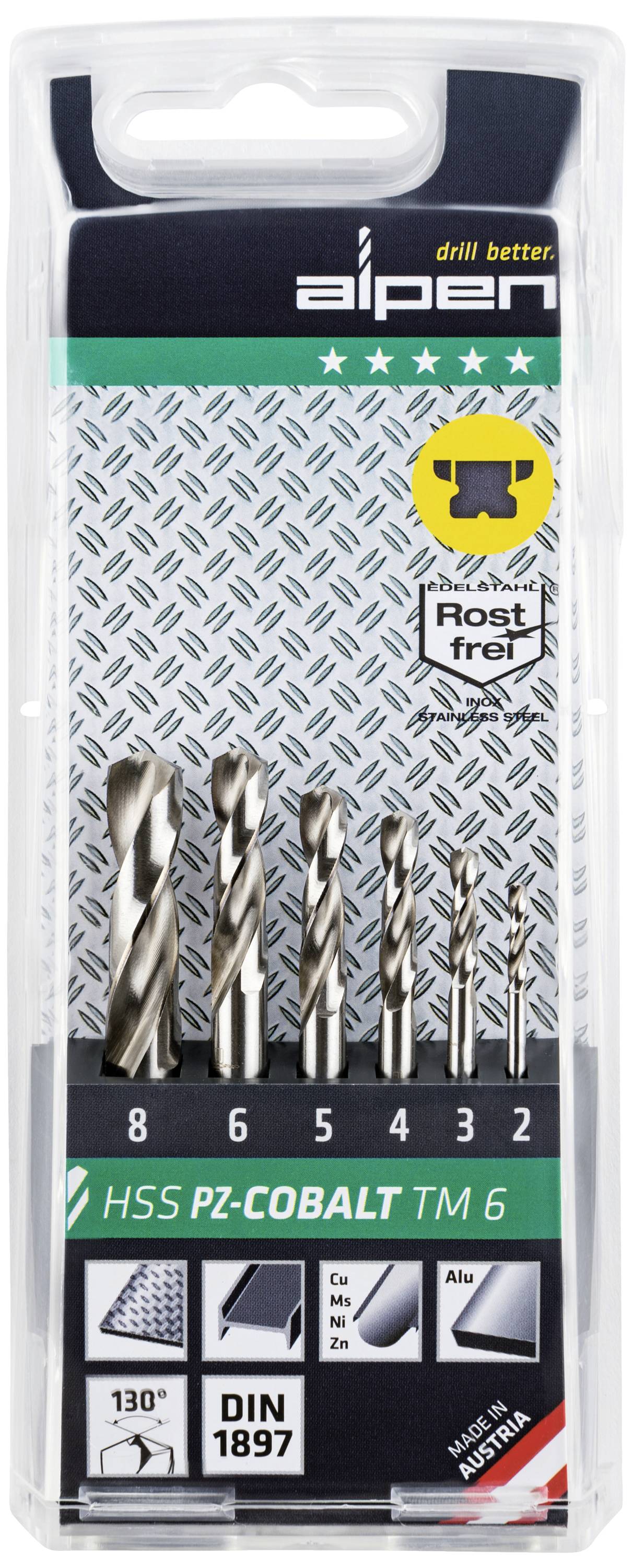 Set metallborr i olika storlekar från 2 till 8 mm, HSS PZ-KOBOLT, rostfri, för precis borrning i metall.