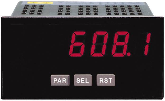 Elektronisk display visar siffran '608.1' i rött, med tre gråa knappar under märkta 'PAR', 'SEL' och 'RST'.