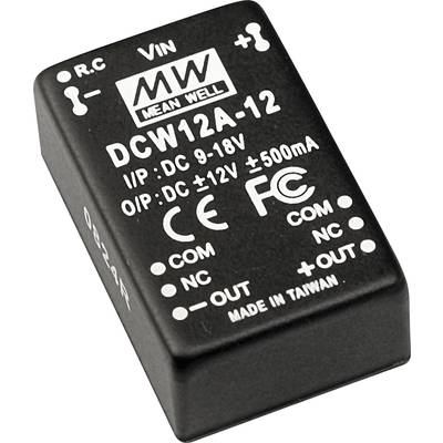 MW Mean Well DCW12B-12 DC/DC-omvandlare 12 W Antal utgångar: 2 x Innehåll 1 st