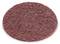 Rund, röd slipskiva med grov yta, använd för slipning eller polering av material, isolerad på vit bakgrund.