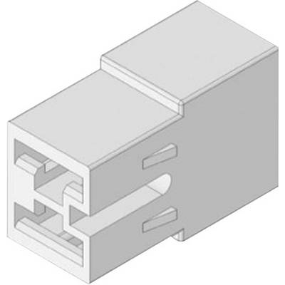 Ett 3D-diagram över en rektangulär kontakt som visar anslutningarna och den geometriska formen.