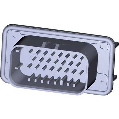 En rektangulär, silverfärgad kontakt med många små hål i tre rader, lämplig för elektronik- eller datorapplikationer.
