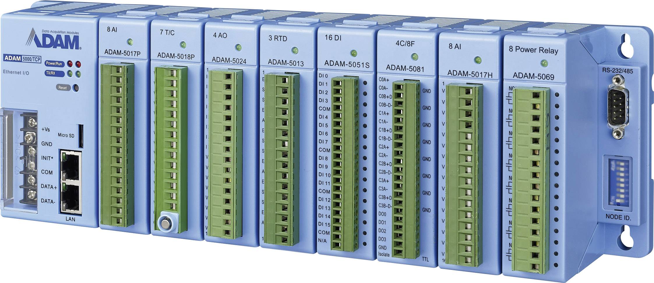 DAC-systemet för Ethernet Modbus, RTU Advantech ADAM-5000/TCP 12 V/DC ...