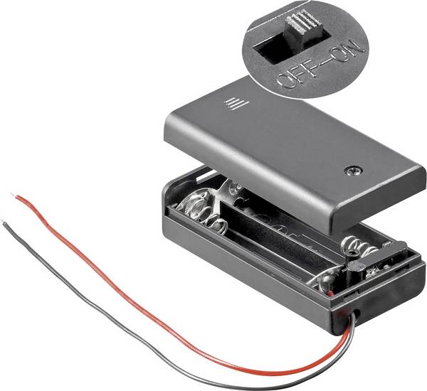 Goobay 12443 Batteribox 2 AA (R6) Kabel (L x B x H) 68.4 x 35.4 x 18.6 mm