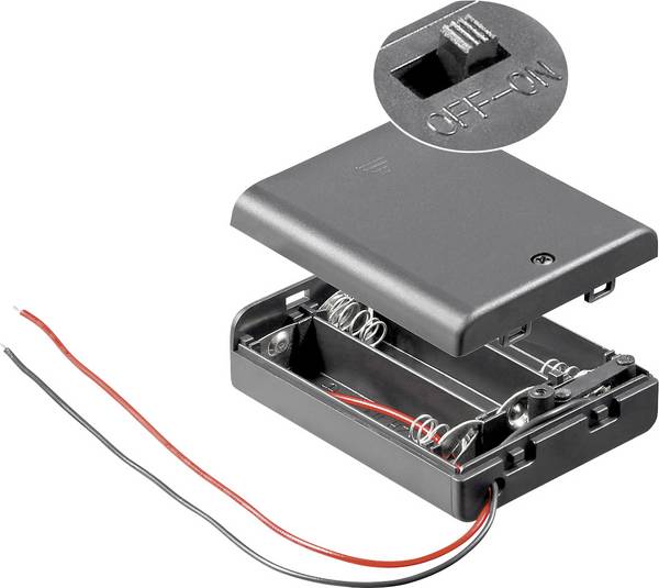 Goobay 12445 Batteribox 3 AA (R6) Kabel (L x B x H) 68.5 x 48 x 18.7 mm