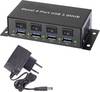 Renkforce RF-3955362 USB-hubb 4 Port USB-A USB 3.0 5 GBit/s Metallhölje, individuellt omkopplingsbara, väggfäste Svart RF-3955362