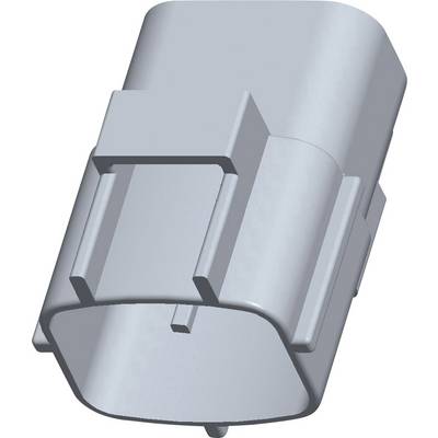 En 3D-rendering av en grå, sexkantig plastdetalj med flera räta vinklar och en slät yta.