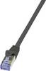 LogiLink CQ4013S RJ45 Nätverkkabel, Patchkabel CAT 6A S/FTP 0.25 m Svart guldpläterad kontakt, Flamskyddsmedel, med låsskydd 1 st