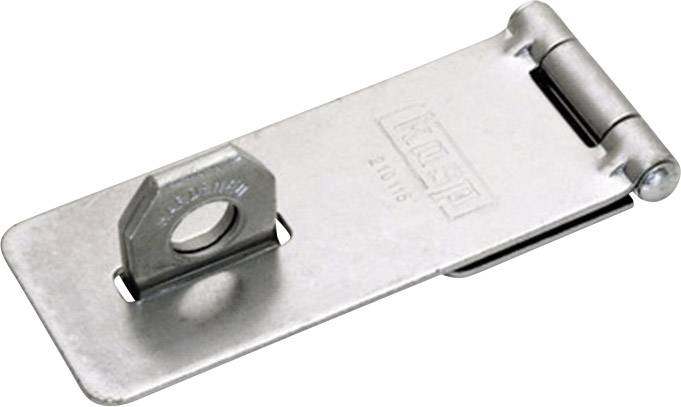 Metallgångjärn med öga, lämpligt för hänglås. Enkelt design, huvudsakligen avsett för säkring av dörrar och grindar.