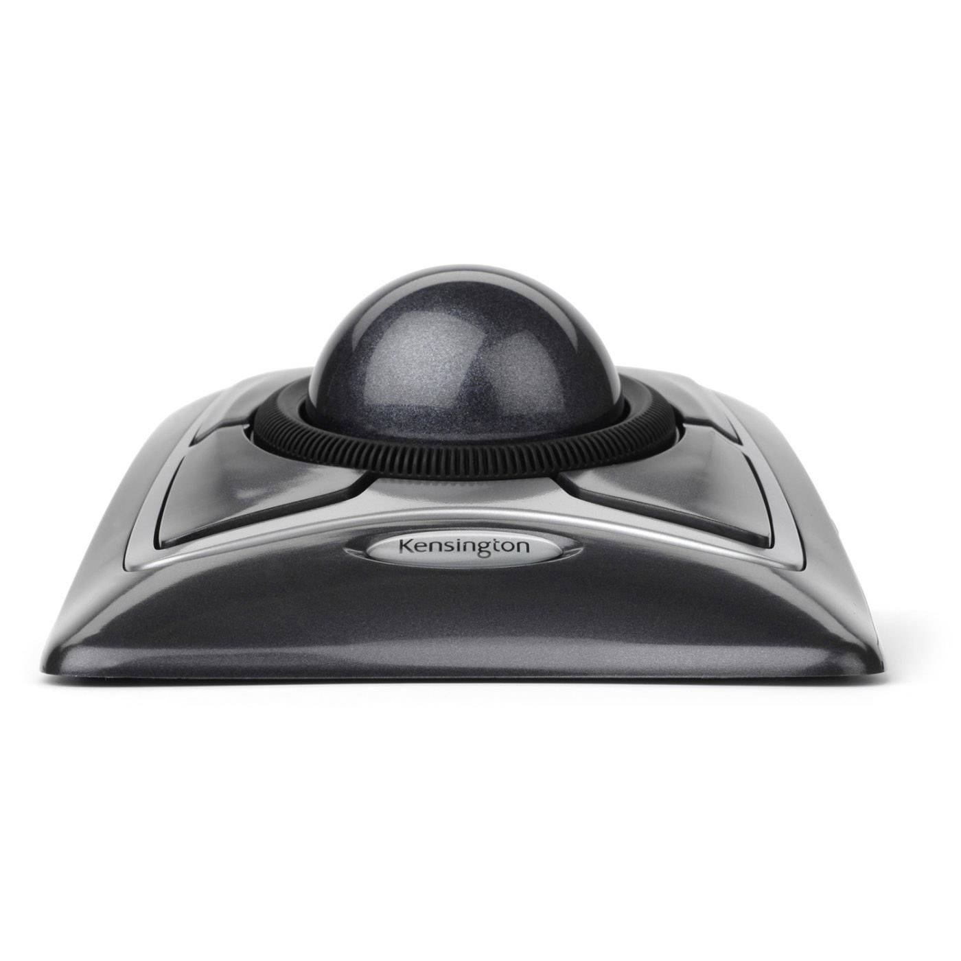 En grå Kensington-trackball med en stor kula i mitten, lämplig för exakt markörhantering på datorer.