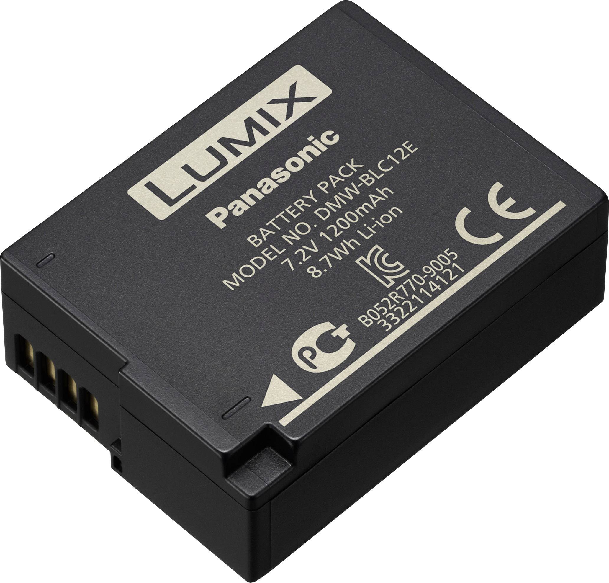 Batteri för Panasonic Lumix-kamera, modell DMW-BLC12E, 7,2V, 1200mAh, 8,7Wh, Li-ion.