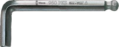En silver sexkantig insexnyckel från märket Wera, modell '950 PKS', storlek 6, för skruvar med innersexkant.