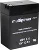 multipower MP13-6 Blybatteri 6 V 13 Ah Bly AGM (B x H x D) 108 x 140 x 70 mm Stickkontakt 4.8 mm, Stickkontakt 6.35 mm Underhållsfri, Låg självurladdning