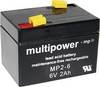 multipower MP2-6 Blybatteri 6 V 2 Ah Bly AGM (B x H x D) 75 x 53 x 51 mm Stickkontakt 4.8 mm Underhållsfri, Låg självurladdning