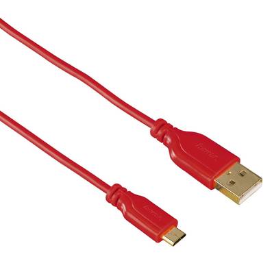 Hama 00135703   [1x USB 2.0 A hane - 1x USB 2.0 Micro-B hane]  Röd guldpläterad kontakt