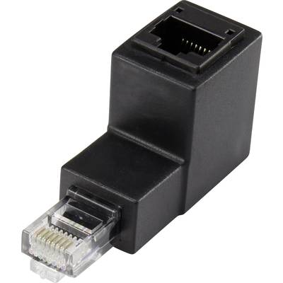 Svart Ethernet-adaptersticka med RJ45-kontaktanslutningar, används för att ansluta nätverkskablar.