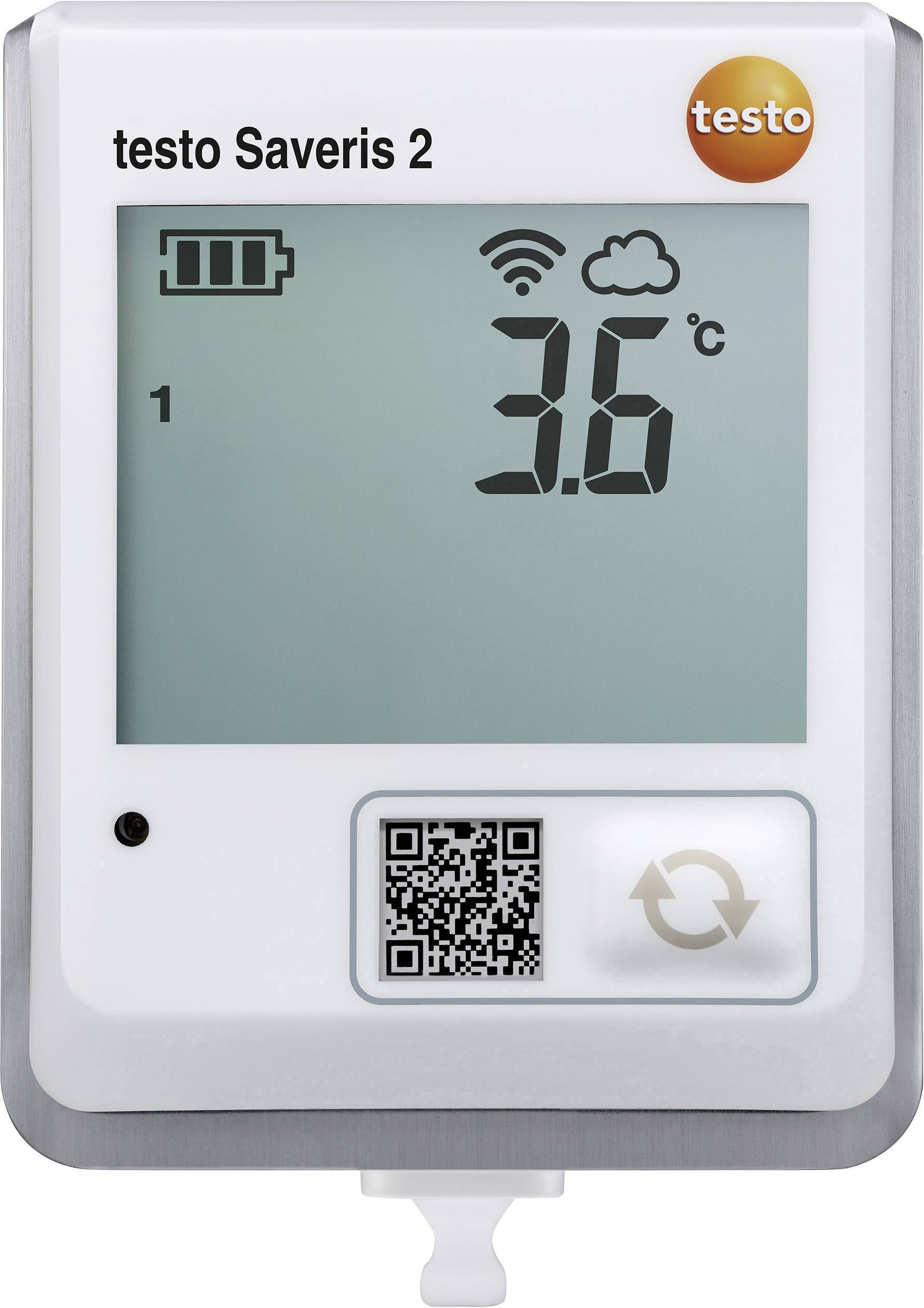 Digital display med temperaturvisning '3,6°C', WLAN- och batteristatus-symboler, QR-kod och uppdateringsknapp.