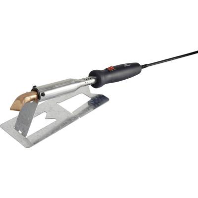 En elektrisk kylapparat med metallspets och handtag, lämplig för att smälta is och snö på ytor.