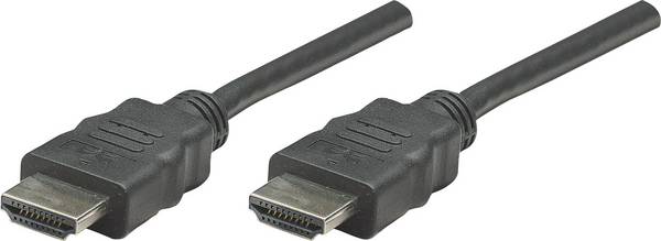 Manhattan HDMI Anslutningskabel HDMI-A-kontakt, HDMI-A-kontakt 1.00 m Svart 308816  HDMI-kabel