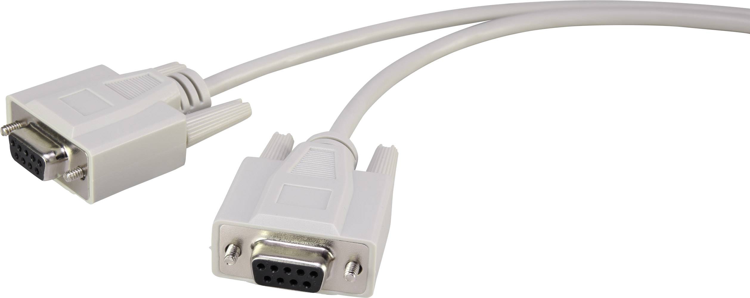 En grå VGA-kabel med en hane- och en hondel, lämplig för anslutning mellan datorer och monitorer eller projektorer.