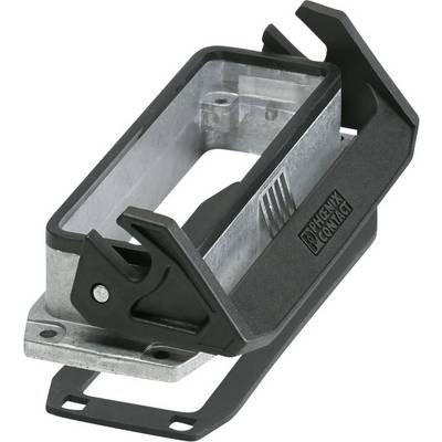 En rektangulär metallkontakt enligt en produktkatalog, med svart ram och en spak på sidan.