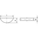 Teknisk ritning av en halvklot med dimensionerna D och H. Sido- och topografisk vy visar dimensioneringarna.