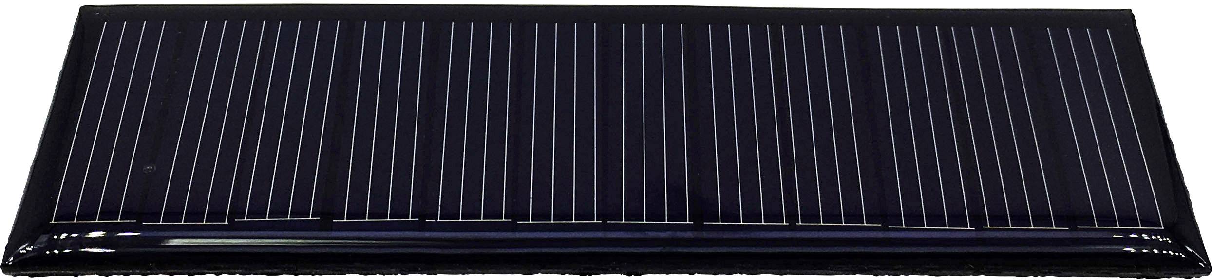 En rektangulär solcell med parallella linjer som absorberar solljus för att generera elektricitet.