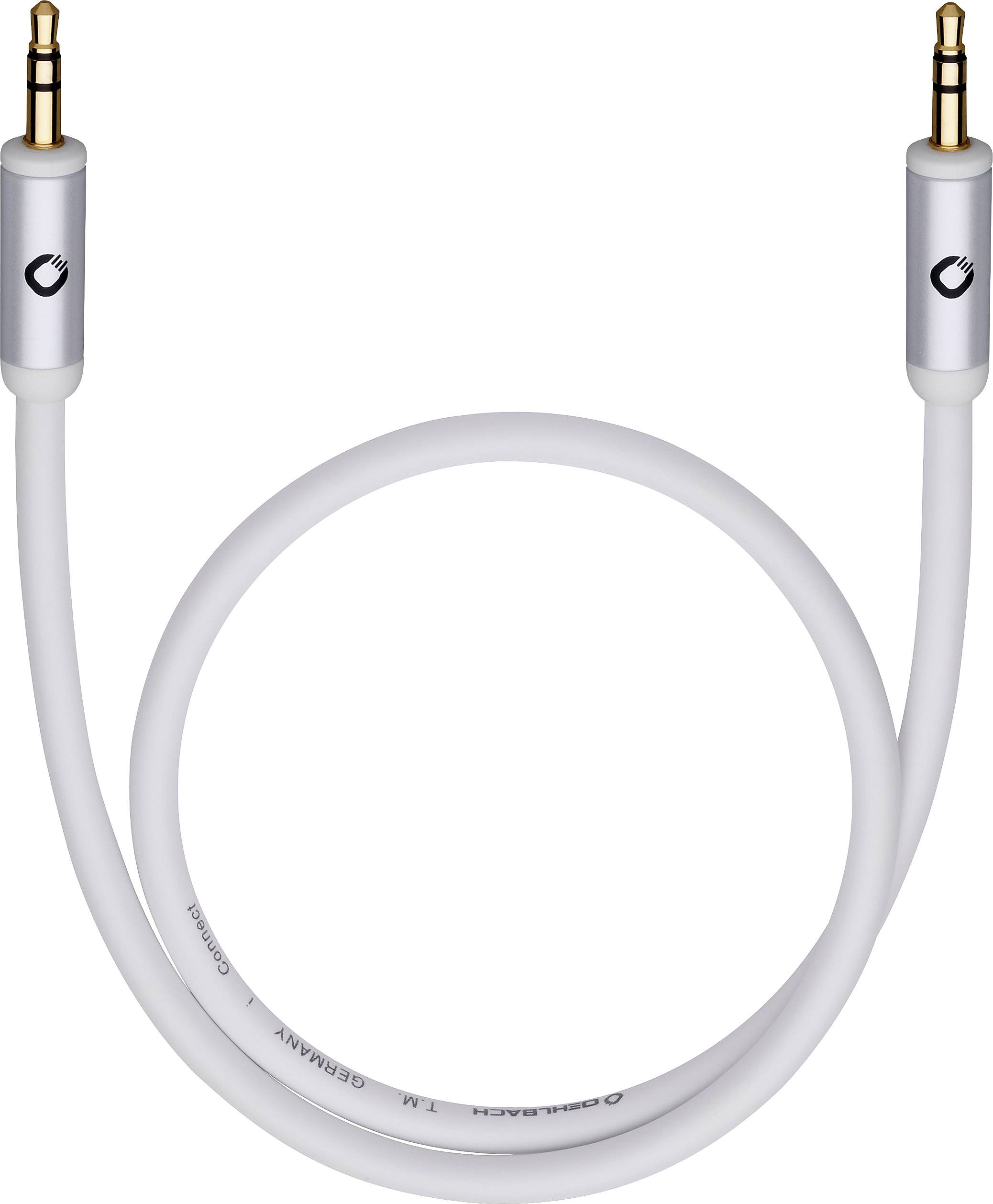 En vit audiokabel med 3,5 mm-kontakter i båda ändar.