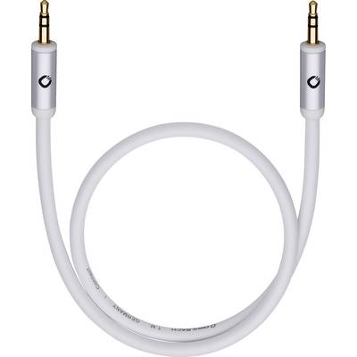 En vit audiokabel med 3,5 mm-kontakter i båda ändar.