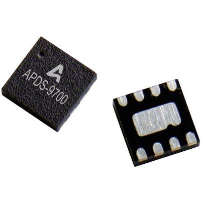 Två mikrocontroller-chips, till vänster märkta 'APDS-9700', visar en kompakt, elektronisk komponentvy.