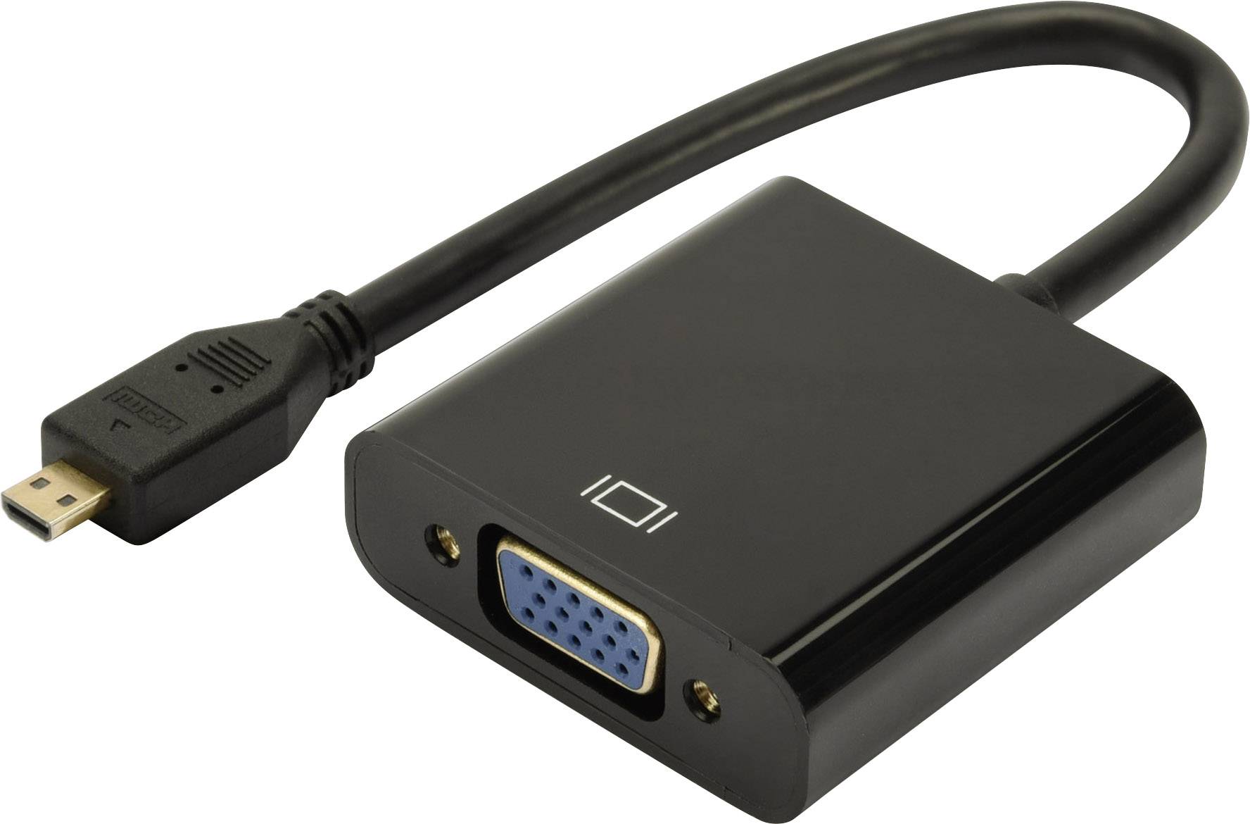 Digitus HDMI / VGA Adapter [1x HDMI hane D Mikro - 1x VGA hona, Telejack  3.5 mm] Svart