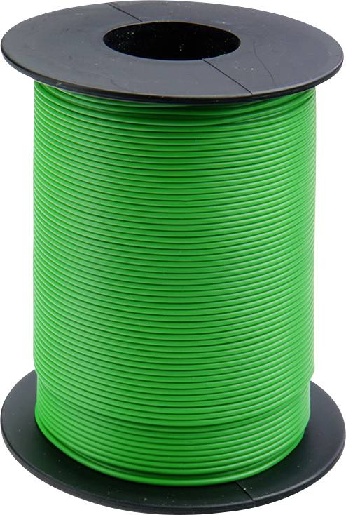 Grön kabelrulle med plastspole, lämplig för elektriska installationer eller reparationer.