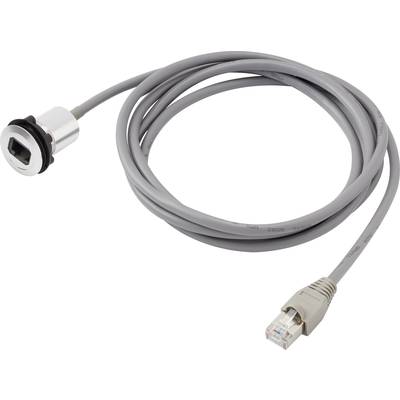 En grå USB-förlängningskabel med en metallkontakt och en Ethernet-kontakt i ena änden.