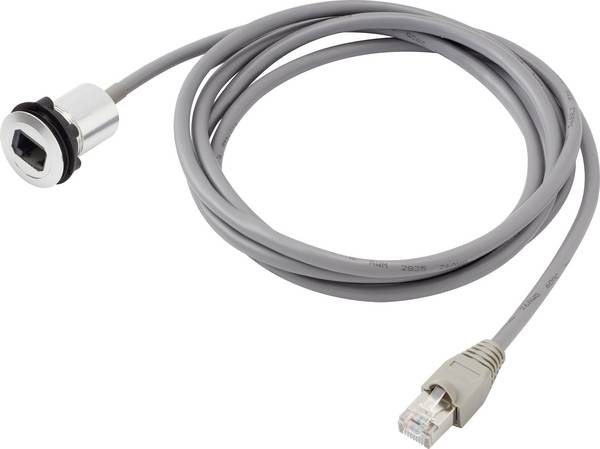 TRU COMPONENTS RJ45-01 RJ45 panel jack 1408770 Hona inbyggd, Kontakt hane rak   Antal poler (RJ) 8P8C Silver 1 st