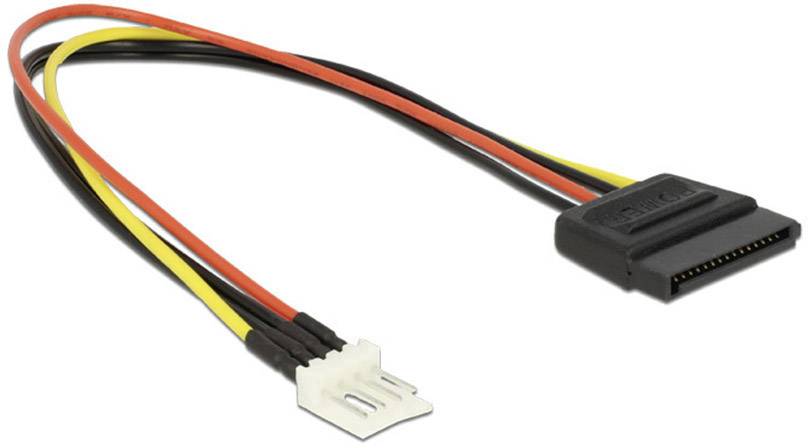 Adapterkabel med en liten vit kontakt på ena sidan och en svart SATA-strömkontakt på den andra sidan.