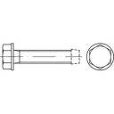 Teknisk ritning av ett cylinderhuvudskruvprofil, sido- och frontvy. Vänster med sexkantigt huvud, höger rundvy av gängan.