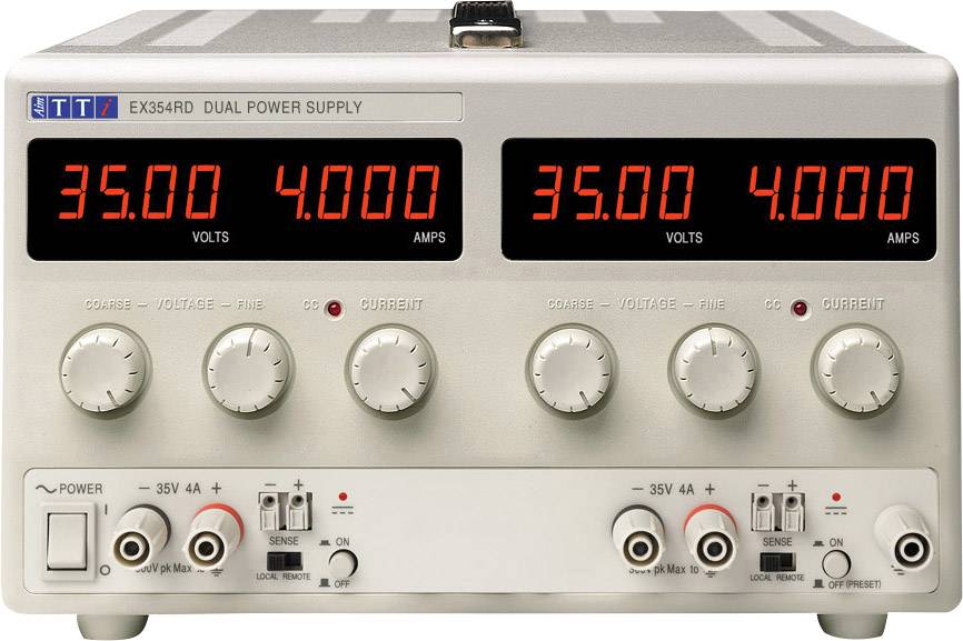 2-kärnelaboratorienätenhet Aim-TTi EX354RD, 0 till 35V / 0 till 4A, 280W