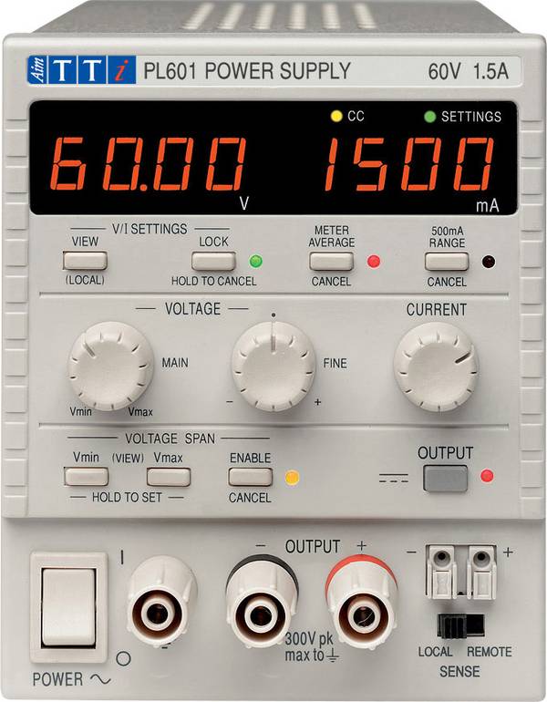 Aim TTi PL601 Laboratorieaggregat, justerbar  0 - 60 V/DC 0 - 1.5 A 90 W   Antal utgångar 1 x