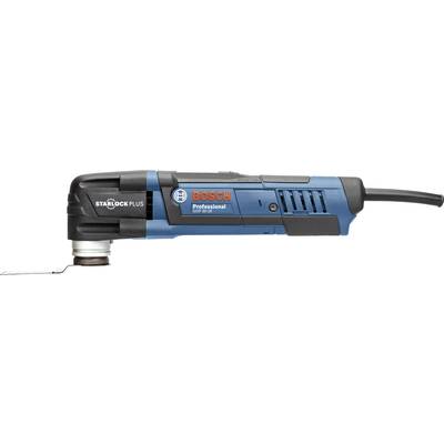Elverktyg: Bosch Professional multifunktionsverktyg med Starlock Plus-system, sidovy, blå-svart, för flexibel användning.