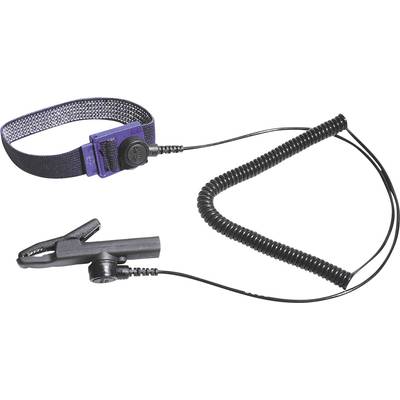 Bernstein Tools for Electronics 9-342 ESD-handledsband Svart inkl. jordningskabel Tryckknapp 3 mm, Tryckknapp 10 mm, Kro