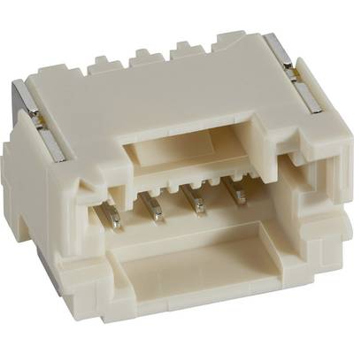 En beige elektronisk kontakt med flera metallkontakter för anslutning i elektroniska enheter.