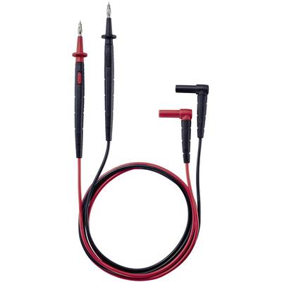 Ett par testpinnar för ett multimeter, en svart och en röd, med kablar och isolerade handtag.