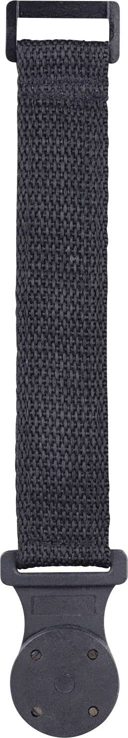 Svart vävt nylonarmband till klocka med svart spänne, robust design för daglig användning.