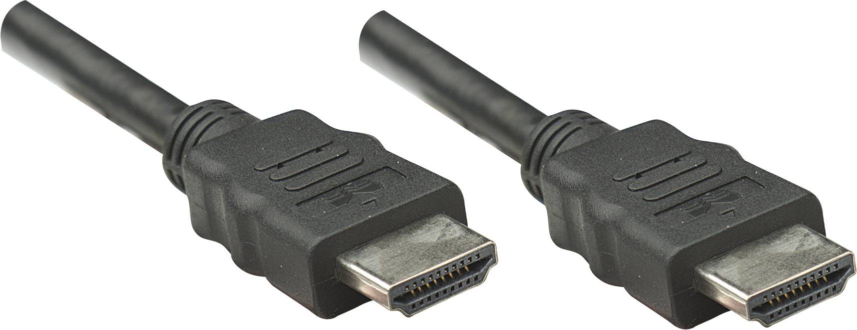 Två svarta HDMI-kabelanslutningar som ligger mittemot varandra, med synliga metallförbindningar.