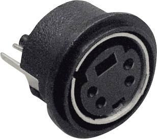 BKL Electronic 0204032 Miniatyr DIN-rundkontakt Hona inbyggd vertikal Antal poler: 6 Svart 1 st
