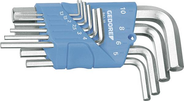 Gedore H 42-10 Inner-sexkantig Vinkelskruvmejselset 1.3 mm, 1.5 mm, 2 mm, 2.5 mm, 3 mm, 4 mm, 5 mm, 6 mm, 8 mm, 10 mm  1.5 mm 10 delar